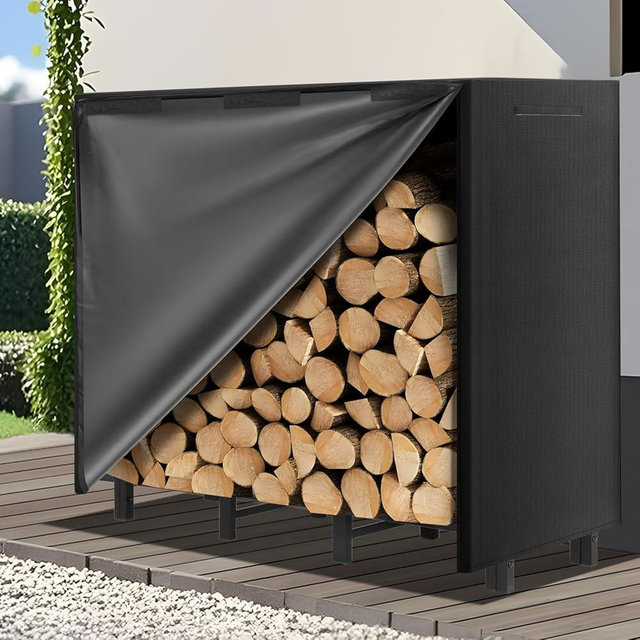 Kendane 4FT Firewood Rack Outdoor with Cover, Heavy Duty Adjustable Firewood log Storage & Holder, Wood Pile Lumber Storage Rack Stacking Outside for Courtyard Patio.
