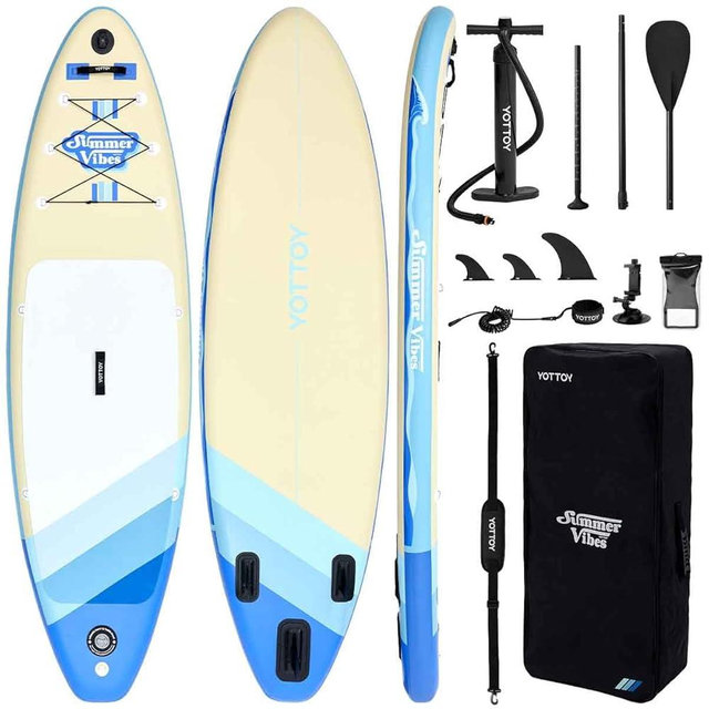 YOTTOY Inflatable Stand Up Paddle Board,Stable Lightweight 10'5" SUP with Non-Slip EVA Deck, Premium Paddleboard Accessories, Three-Fin System & Carry Bag,All-Around Inflatable SUP