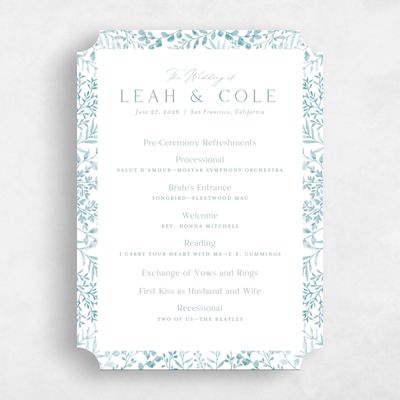Blue Ticket Wedding Program - Ronneby