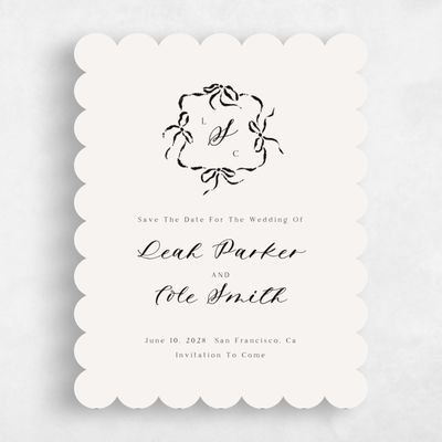 Beige Scalloped Wedding Save the Date - Quinn Portrait