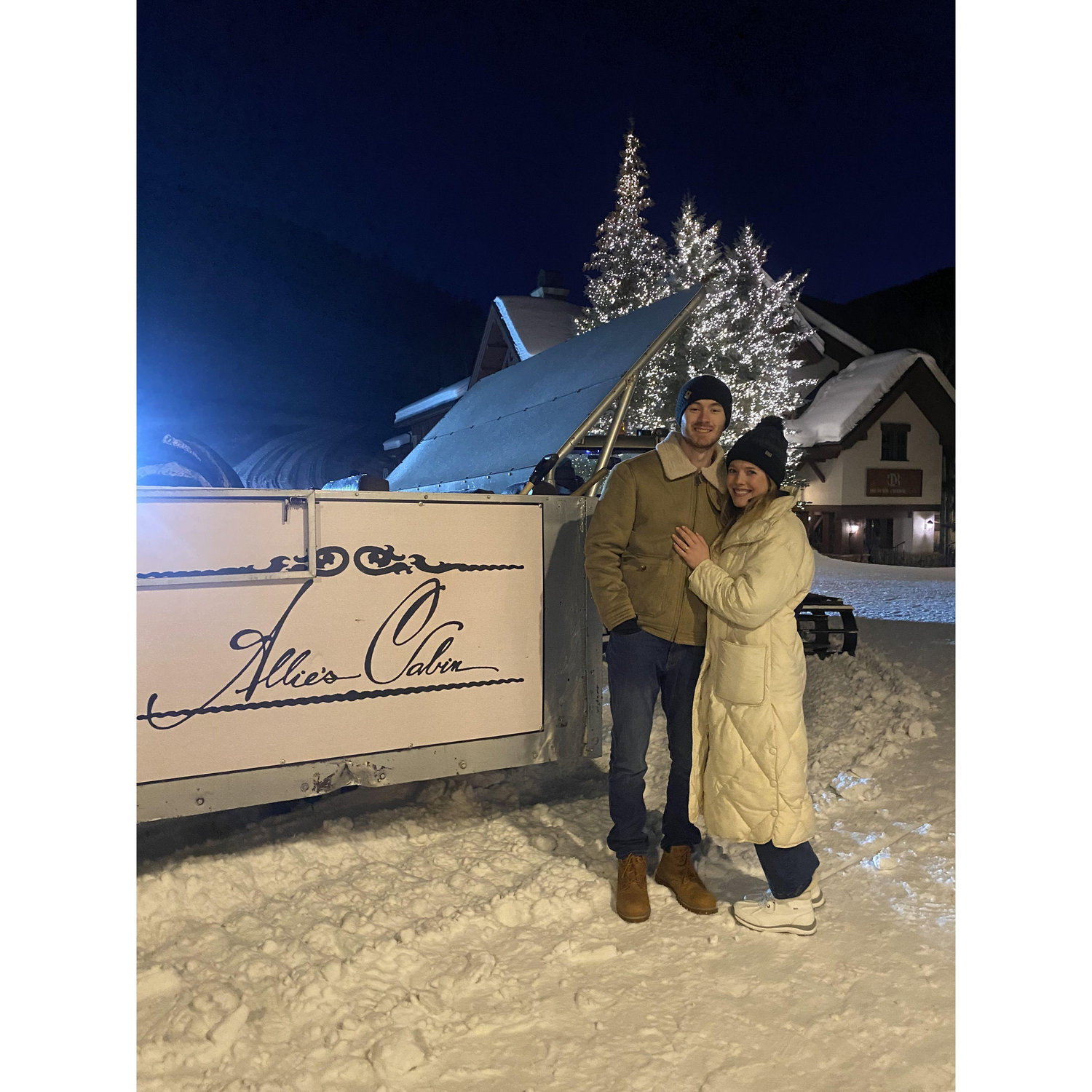 This was the sleigh ride we took to get up the mountain to the restaurant. It was our favorite part of the night because we got to see all of the stars.