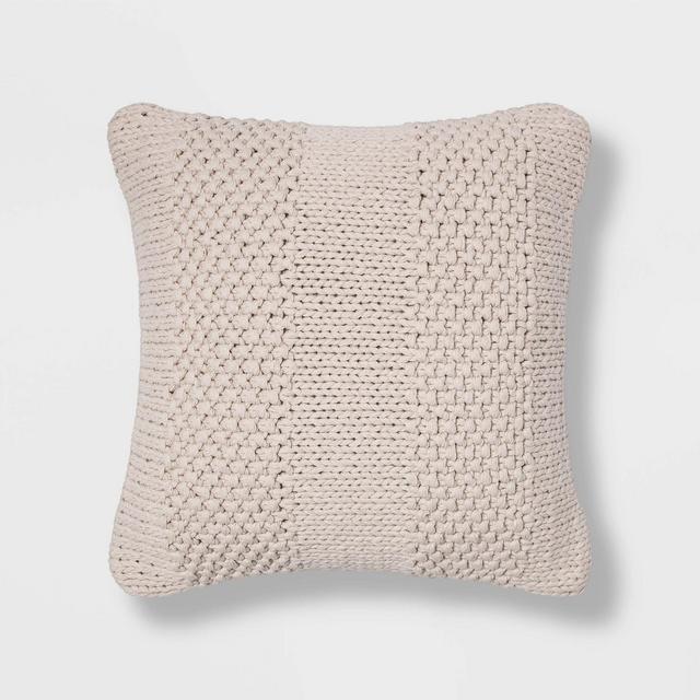 Chunky Patterned Weave Square Throw Pillow Cream - Project 62™
