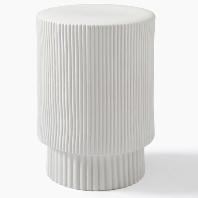 Textured Collection Large 16 Inch Side Table White