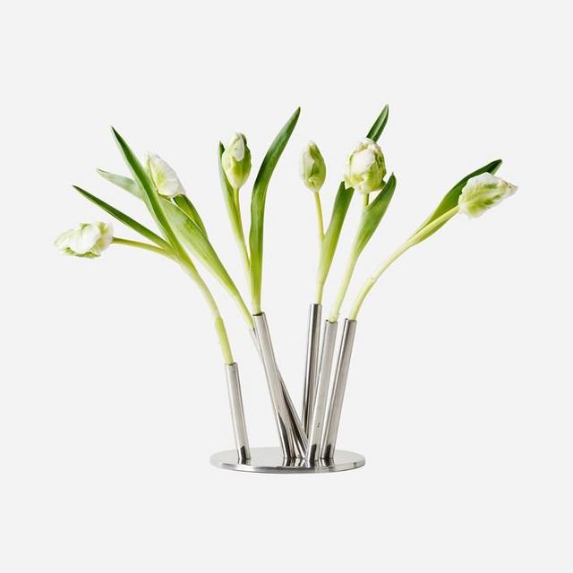 Vase Pipes Diameter 15 cm Height 15 cm, Pewter