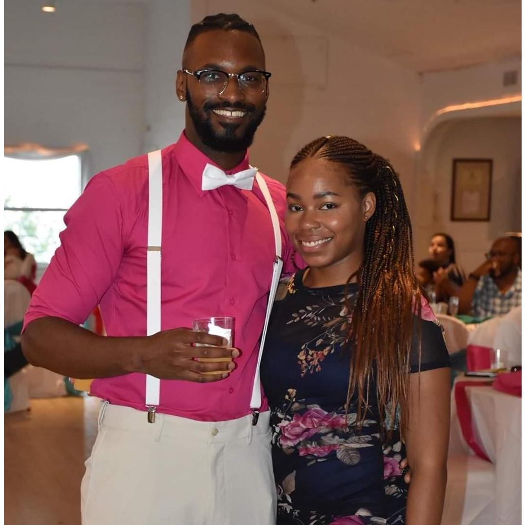 Having fun at D and Justina's wedding.