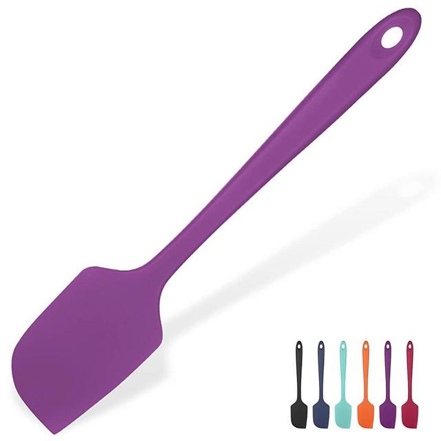 Heat Resistant Silicone Large Spatula: U-Taste 600ºF High Heat Flexible 11.38in Silicon Mixing Stirring Cooking Scraping Baking Bowl Scraper Seamless Spreader for Kitchen Nonstick Cookware (Purple)