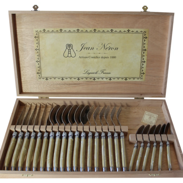 Laguiole 24-Piece Pale Horn Flatware Set