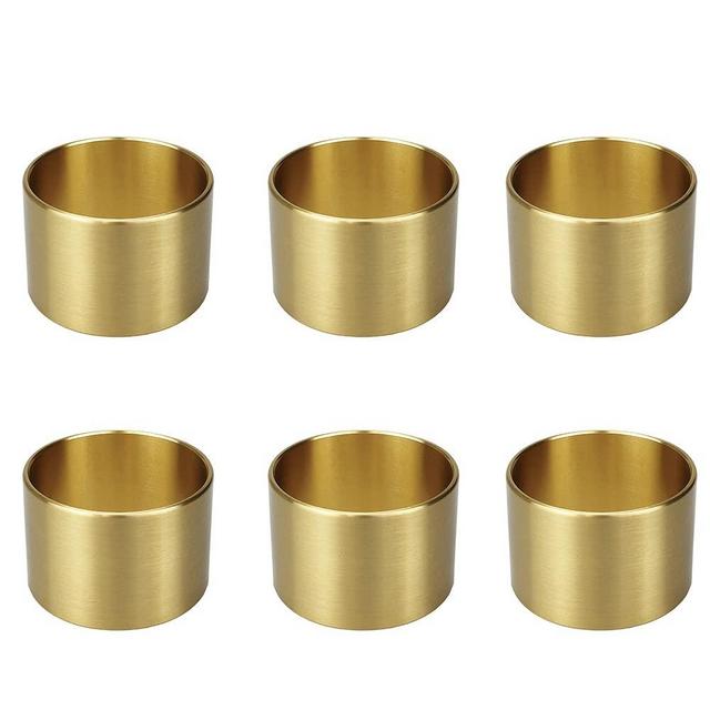 YhYhridcaz Solid Brass Napkin Rings Set of 6 Natural Brass Color Ring Retro Style Dining Table Decor Centerpiece Serviette Rings for Easter,Christmas,Wedding,Party and Family Gathering