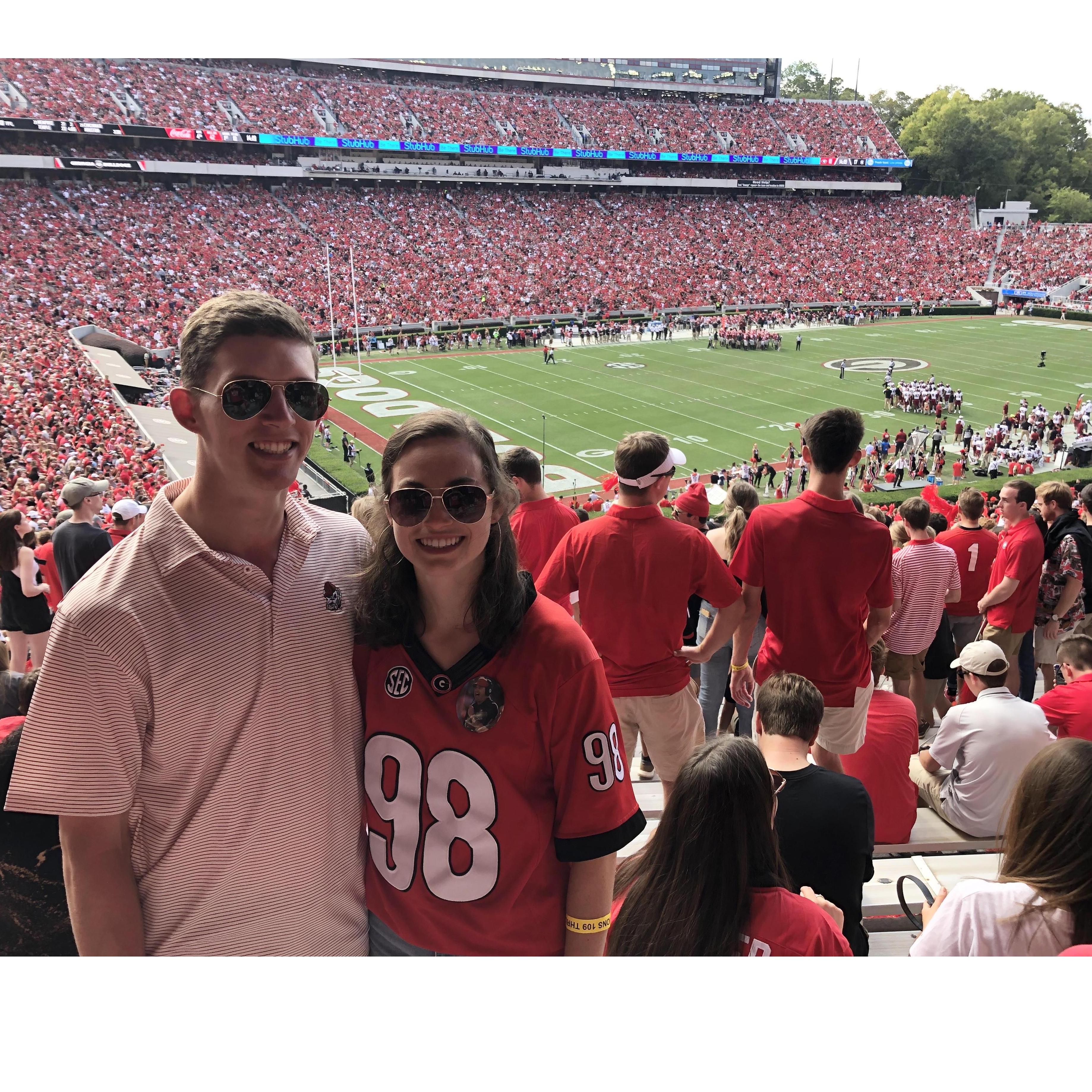 10/12/19 was a bittersweet day for Mary Beth. She was excited to cheer on the Dawgs with Anthony, but UGA lost to USC (David's school) in overtime. Anthony played both sides, and only gloated a little when "his" team won ;)