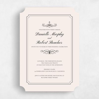 Beige Ticket Wedding Invitation - Malta Type