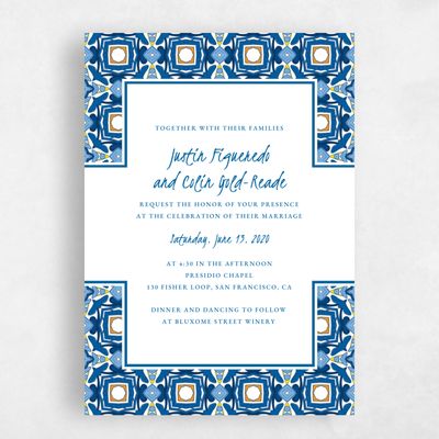 Orange Geometric Wedding Invitation - Tamarine Frame