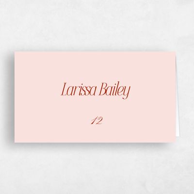 Pink Typography Wedding Place Card - Marion