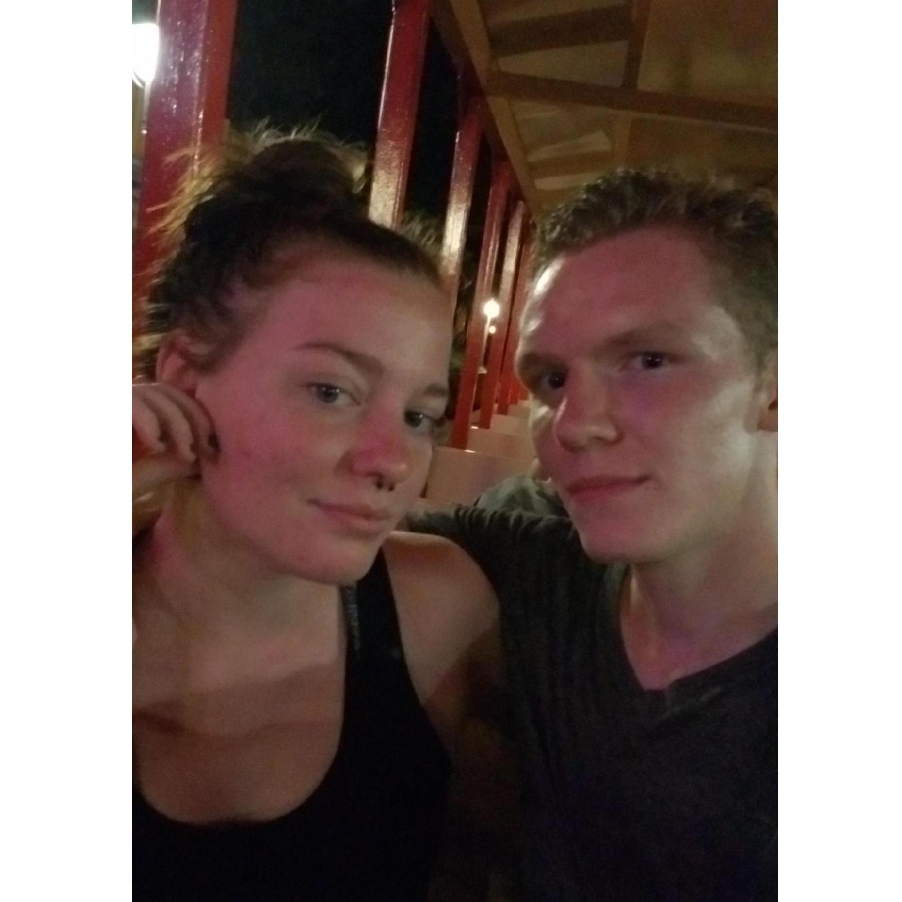 We went on vacation with the family in St. Louis and went to Six Flags- here's us on the train!