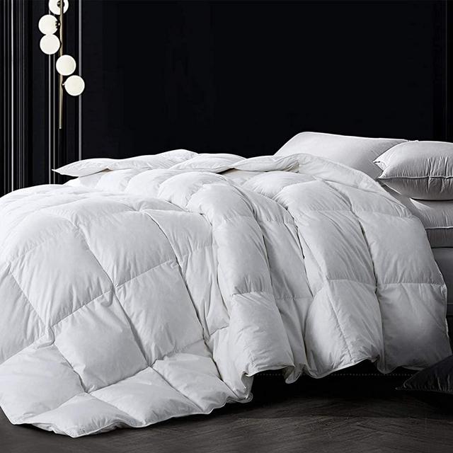 White Queen Feather and Down Comforter , All Season Comforter, Cotton Shell Duvet Insert, 90×90 Inch
