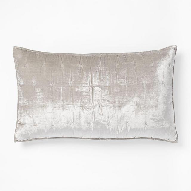 Lush Velvet Tack Stitch King Sham, Pearl Gray, Set Of 2