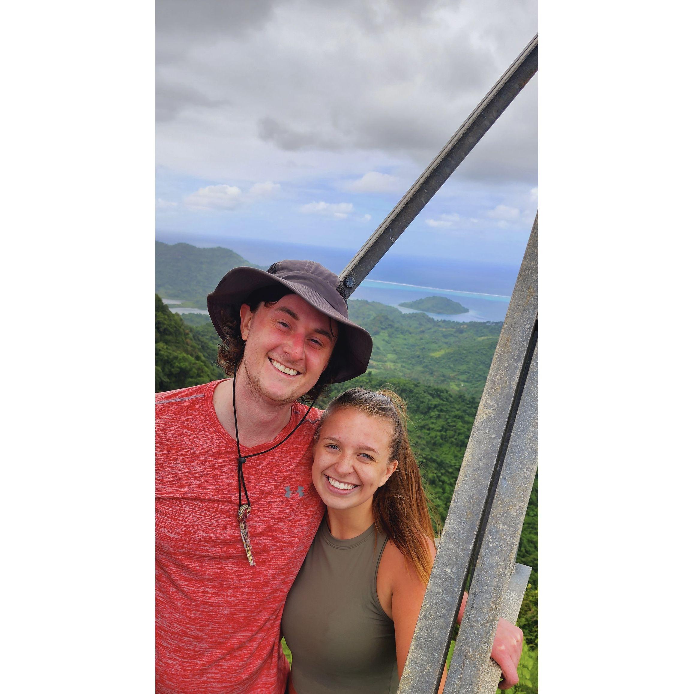 Our first trip together! We spent 4 hours hiking up a mountain and climbing an -alarmingly shaky- radio tower to get to the highest point in Fiji! We got to explore so many cool places here!