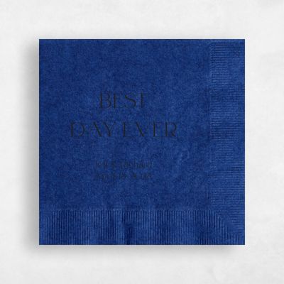 Navy, Blue Wedding Napkin - Best Day Ever
