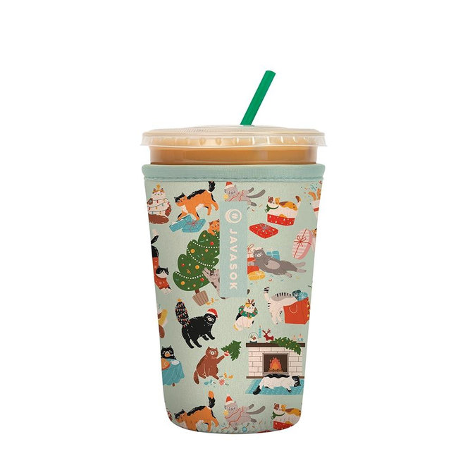 Sok It JavaSok Iced Coffee & Cold Soda Insulated Neoprene Cup Sleeve (Meowy Mayhem, Medium: 22-28oz)