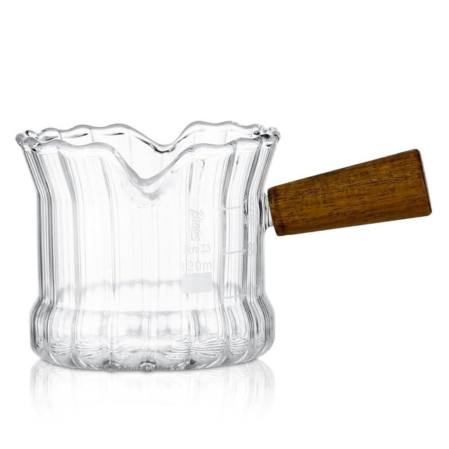Espresso Shot Glass, 120 ML Espresso Cups with Handle and Dual-Scale, Espresso Shot Glass with V-Shaped Mouth