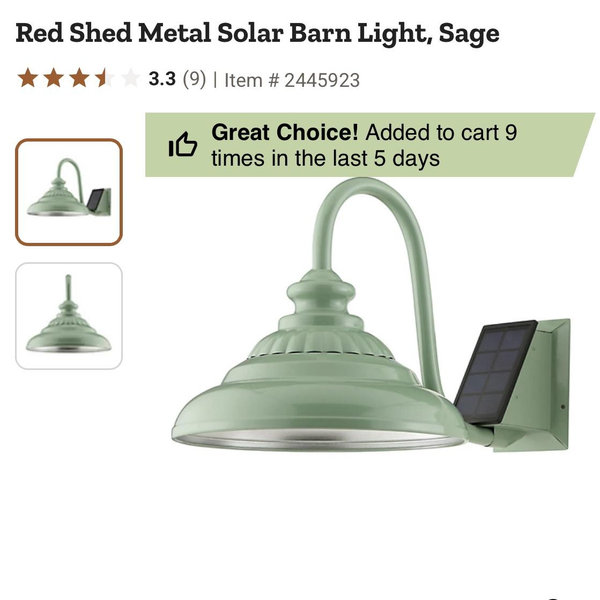 Red Shed Metal Solar Barn Light, Sage at Tractor Supply Co