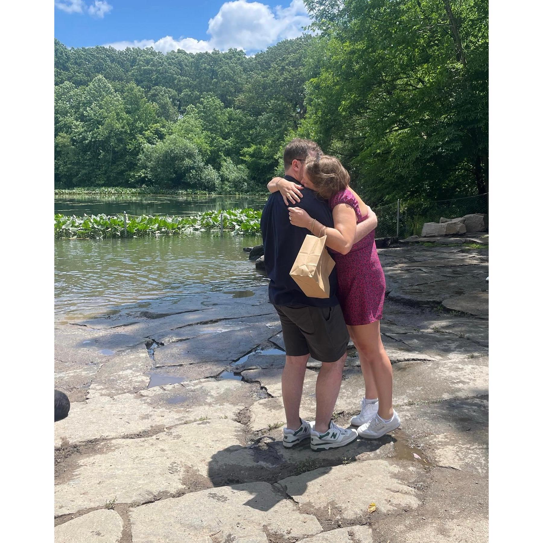 After Matt proposed at prospect park!