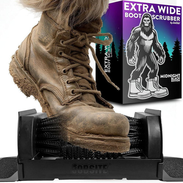 Midnight Black Boot Scrubber - Outdoor Shoe Scraper Brush - No Mount Shoe Cleaner - Sasquatch Sized