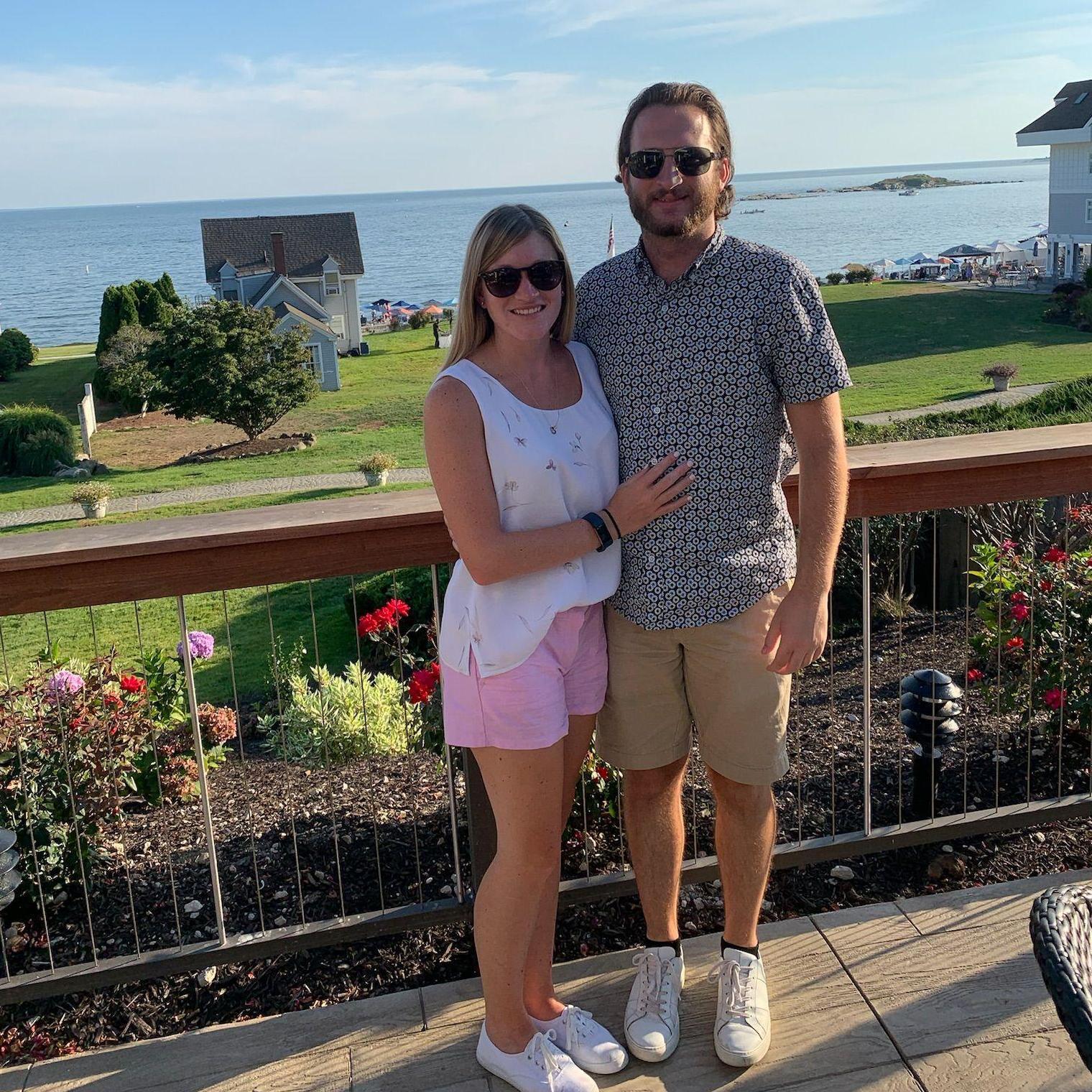 Caitlyn and Anthony when they first toured the wedding venue they ended up choosing, Water's Edge Resort and Spa in Westbrook, CT in 2022.