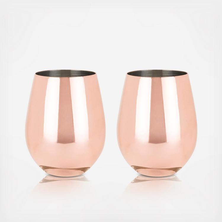 Viski Belmont - Stemless Wine Glasses - Gold