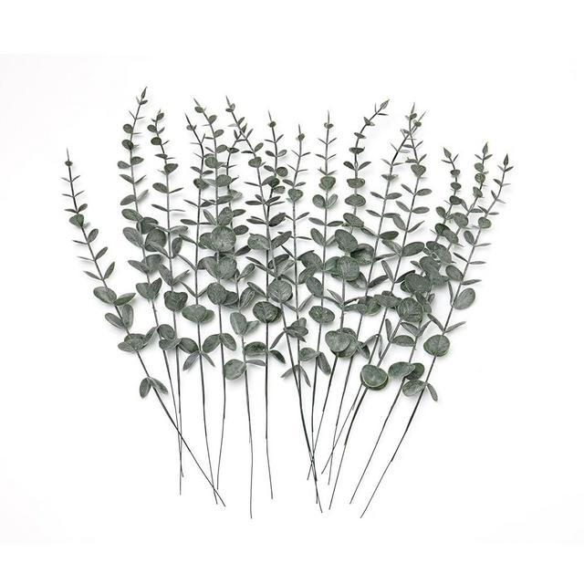 ScarFio 20Pcs Eucalyptus Stems Artificial Eucalyptus Leaves Stems Real Grey Green Touch Leaf Branches for Home Office Flowers Bouquet Centerpiece Wedding Decoration