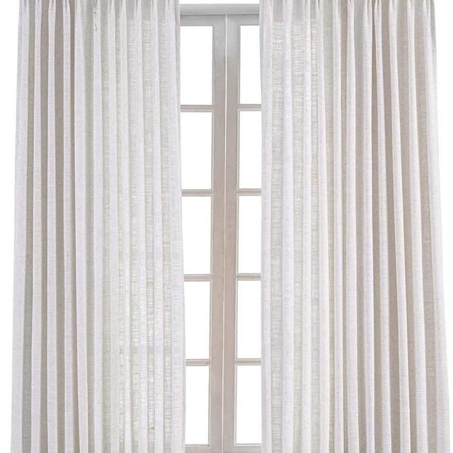 TWOPAGES 52 W x 96 L inch Pinch Pleat Darkening Drapes Faux Linen Curtains Drapery Panel for Living Room Bedroom Meetingroom Club Theater Patio Door (1 Panel),Beige White