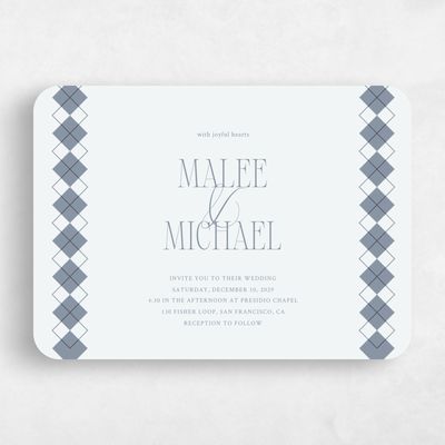 Blue Rounded Wedding Invitation - Luca Landscape
