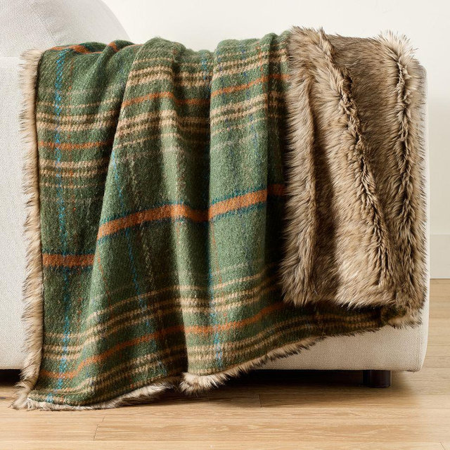 Woodrow Plaid Throw, Green Multi, 50" x 60"