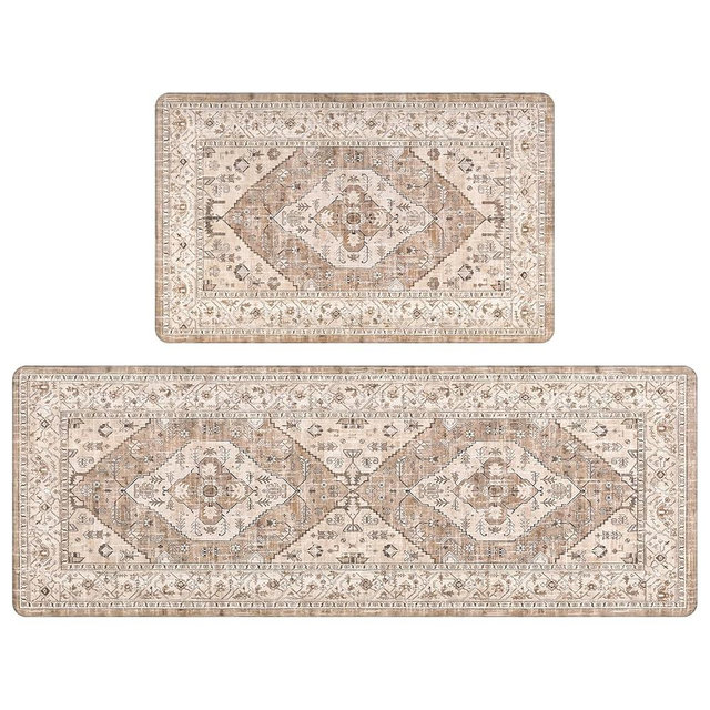 Pauwer Anti Fatigue Kitchen Mat Set of 2 Non Slip Kitchen Mats for Floor Cushioned Kitchen Rugs Comfort Standing Mat Farmhouse Waterproof PVC Foam Kitchen Floor Mat Runner