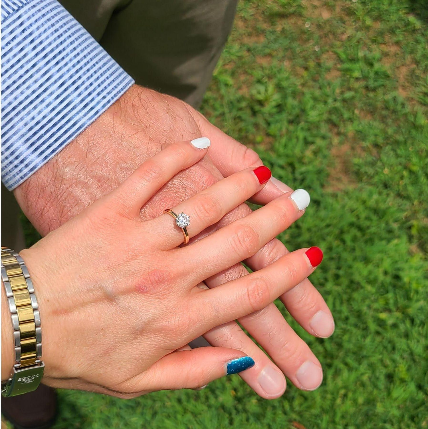 Can you tell which holiday we celebrated right before we became engaged?