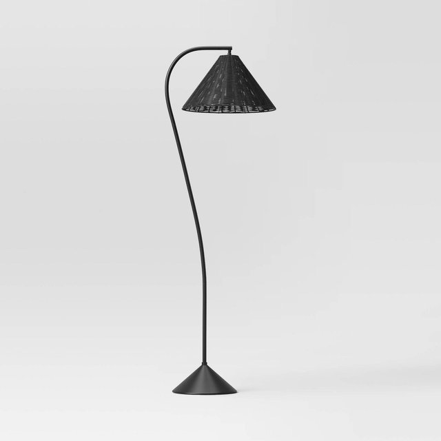 Gooseneck Floor Lamp with Natural Shade Black - Threshold™