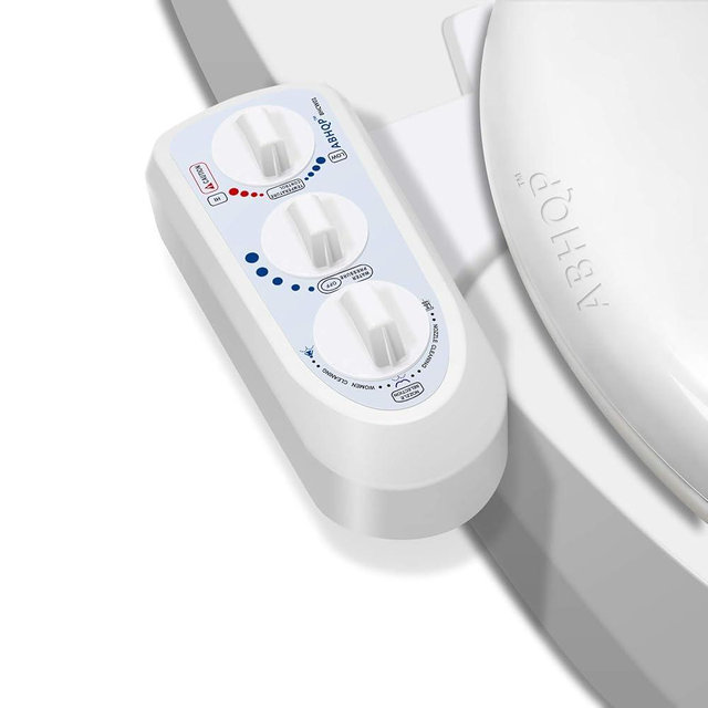 ABHQP Self Cleaning Hot and Cold Water Bidet - Dual Nozzle (Male & Female) - Non-Electric Mechanical Bidet Toilet Attachment - with Temperature 12 Mo Warranty 30 Day Guarantee (BHCW01)