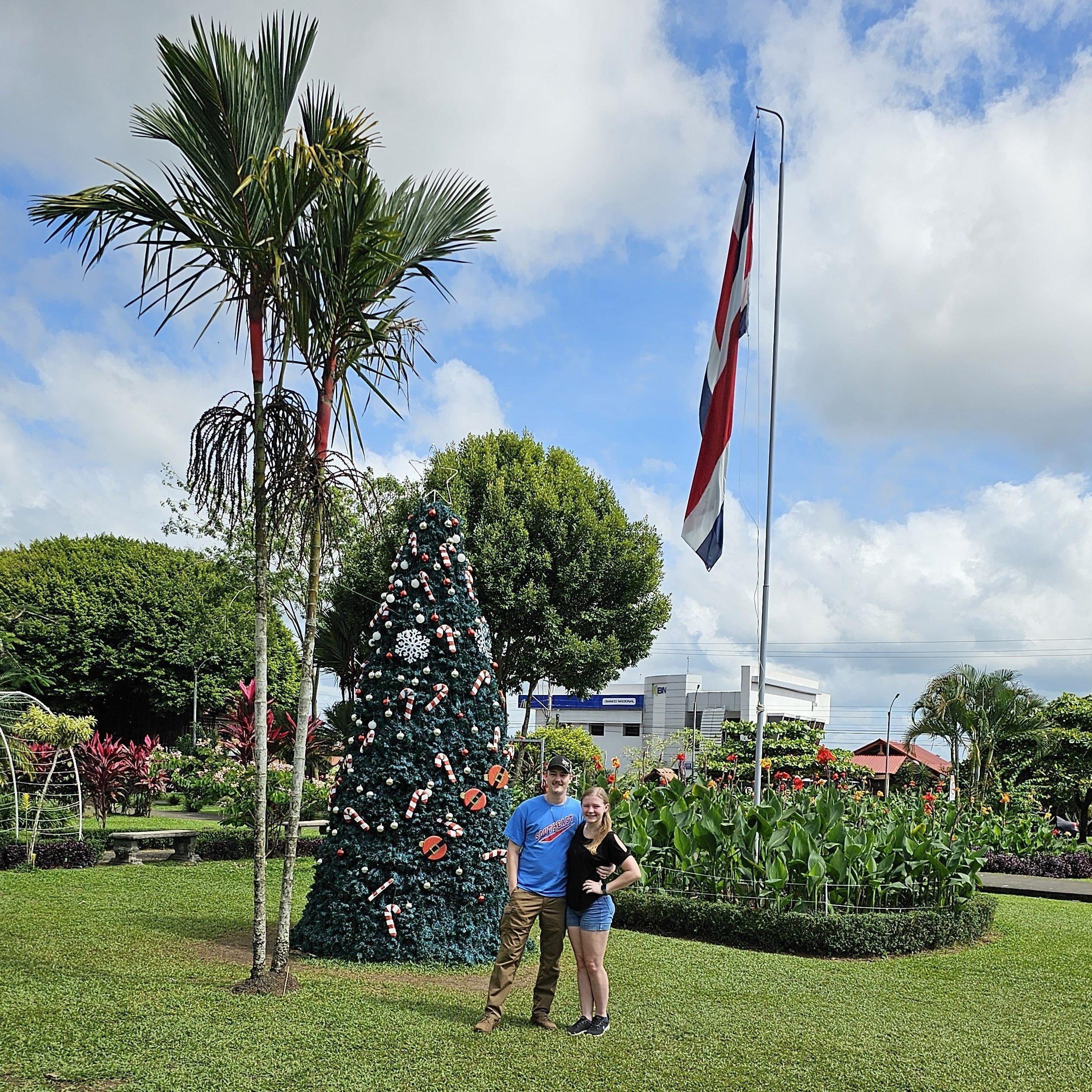 Taylor and Brandon in the city of La Fortuna in Costa Rica on Christmas 2024.