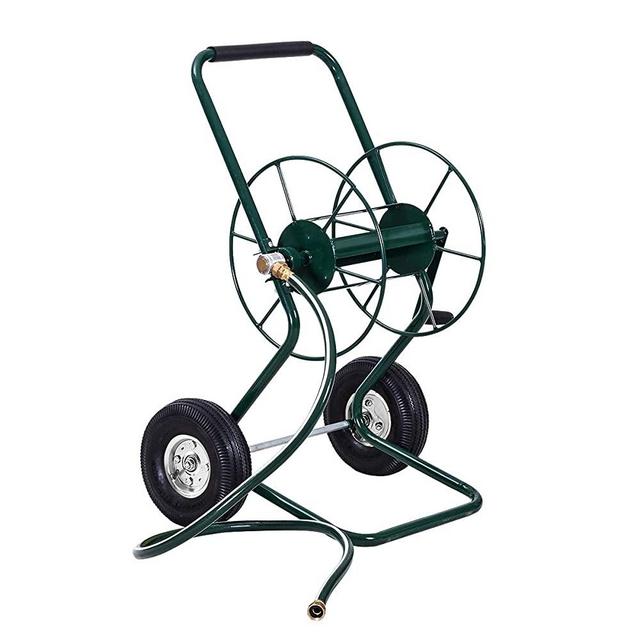 Goplus Garden Hose Reel Cart Water Hose Holder Steel Frame for Planting