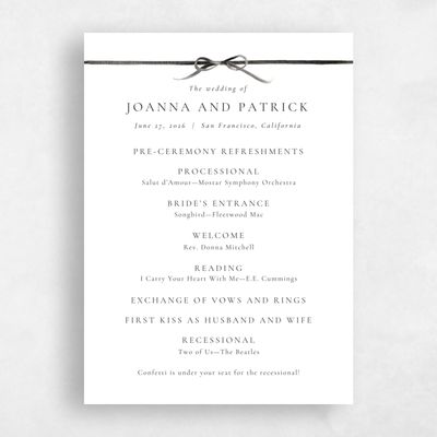White Simple Wedding Program - Brunate