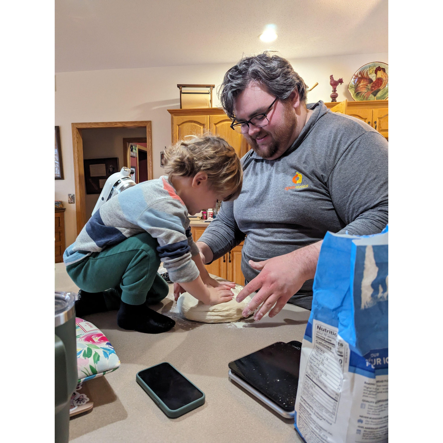 Bagel making with the nephews.