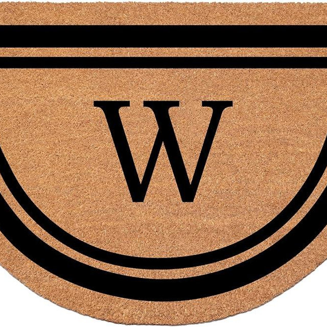 Calloway Mills Half Circle Black Border 18" x 30" Monogram Doormat (Letter W)