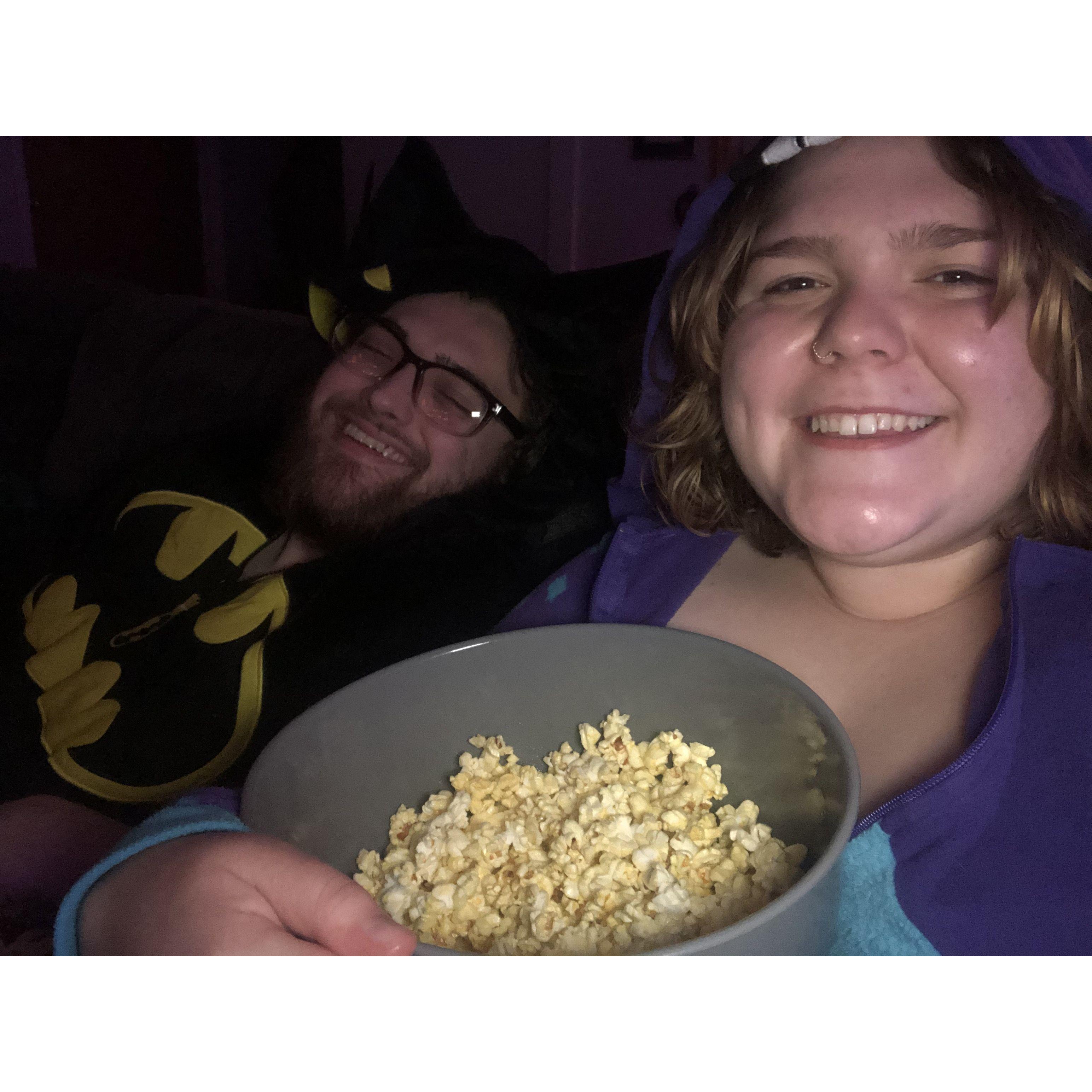 At home onesie movie night!