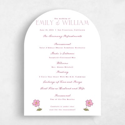 White Arch Wedding Program - Aria