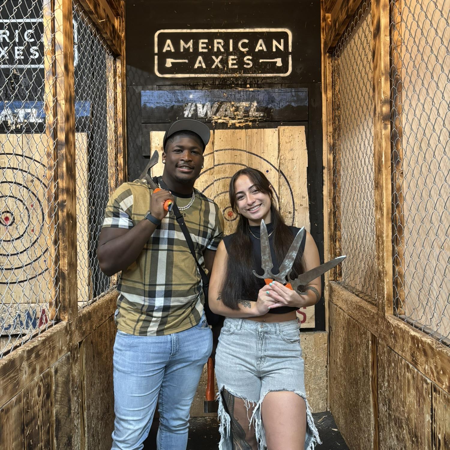 Date night throwing axes and knives in Marietta.