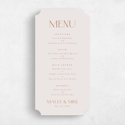 Beige Ticket Wedding Menu - Buenos