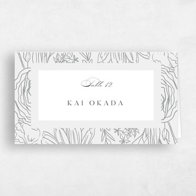 Pewter Gray, Grey Wedding Place Card - Corentine