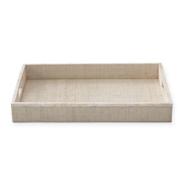 AERIN White Raffia Tray