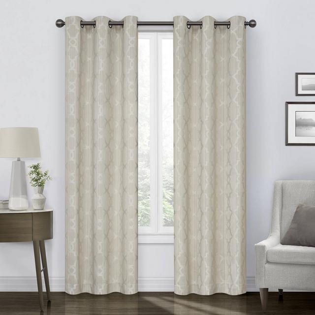 63"x40" Hazel Geometric Blackout Window Panel Cream - Eclipse