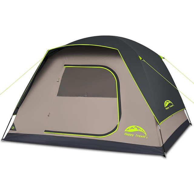 Happy Travel Camping Tent, 4/6 Person Dome Tents for Camping with Rainfly, Waterproof Clip Easy Setup Portable Family Tent with Mesh Windows, 20% More Headroom Backpacking Tents for Camping & Hiking
