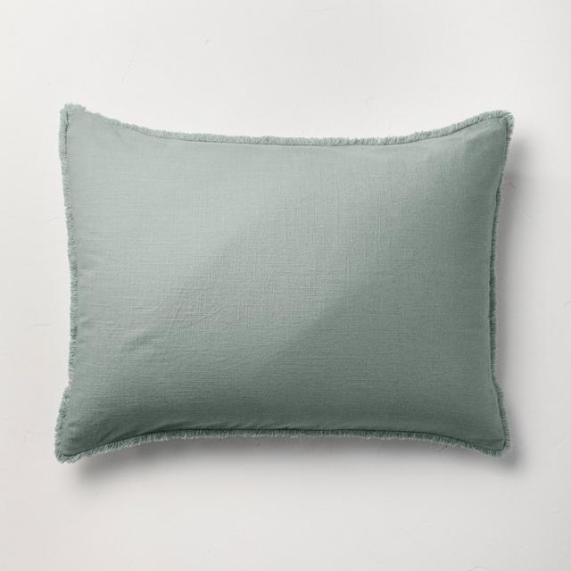 Standard Heavyweight Linen Blend Pillow Sham Sage Green - Casaluna™